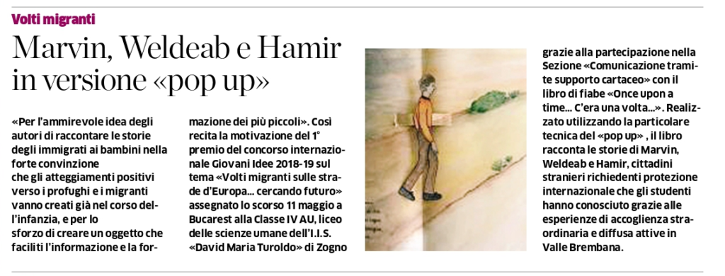 Articolo L'Eco di Bergamo 22-09-2019